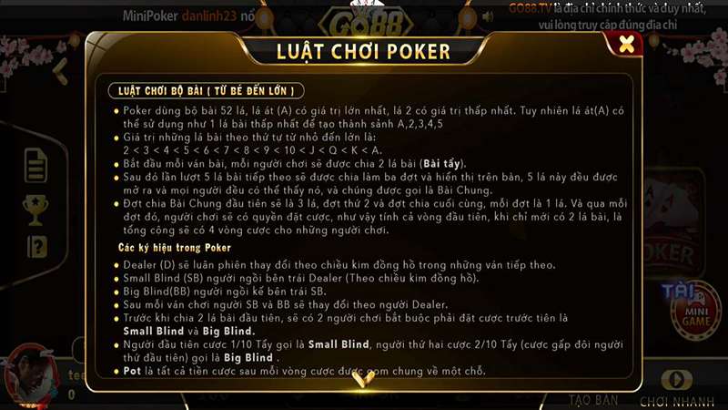 Luật chơi game Poker Go88 anh em cần hiểu rõ